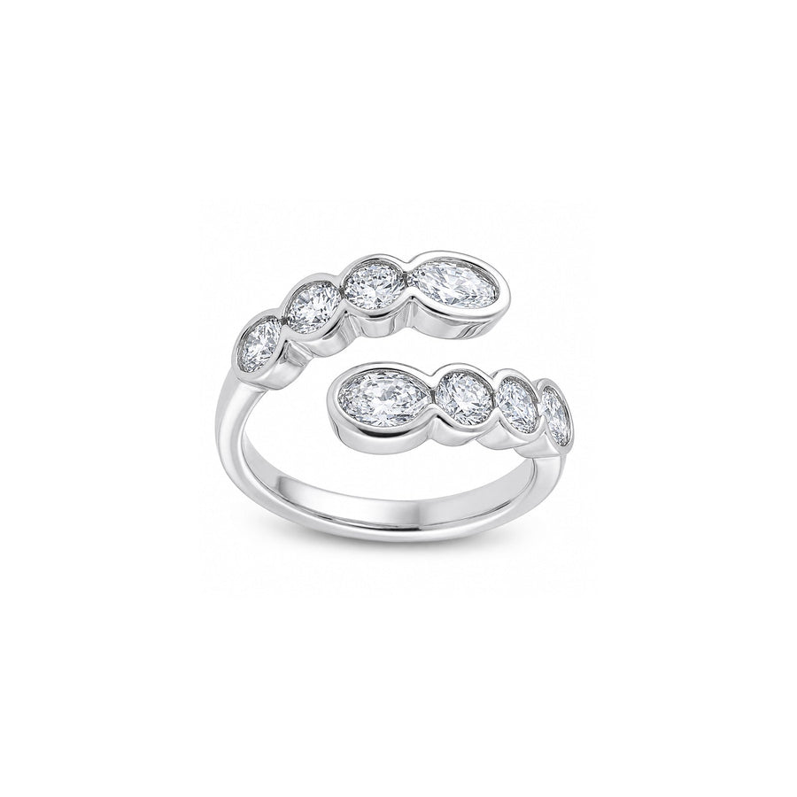 Graduated Oval & Round Diamond Bypass Ring - DRODE11379