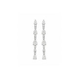 Graduated Pear and Round Diamond Linear Drop Earrings-Graduated Pear and Round Diamond Linear Drop Earrings