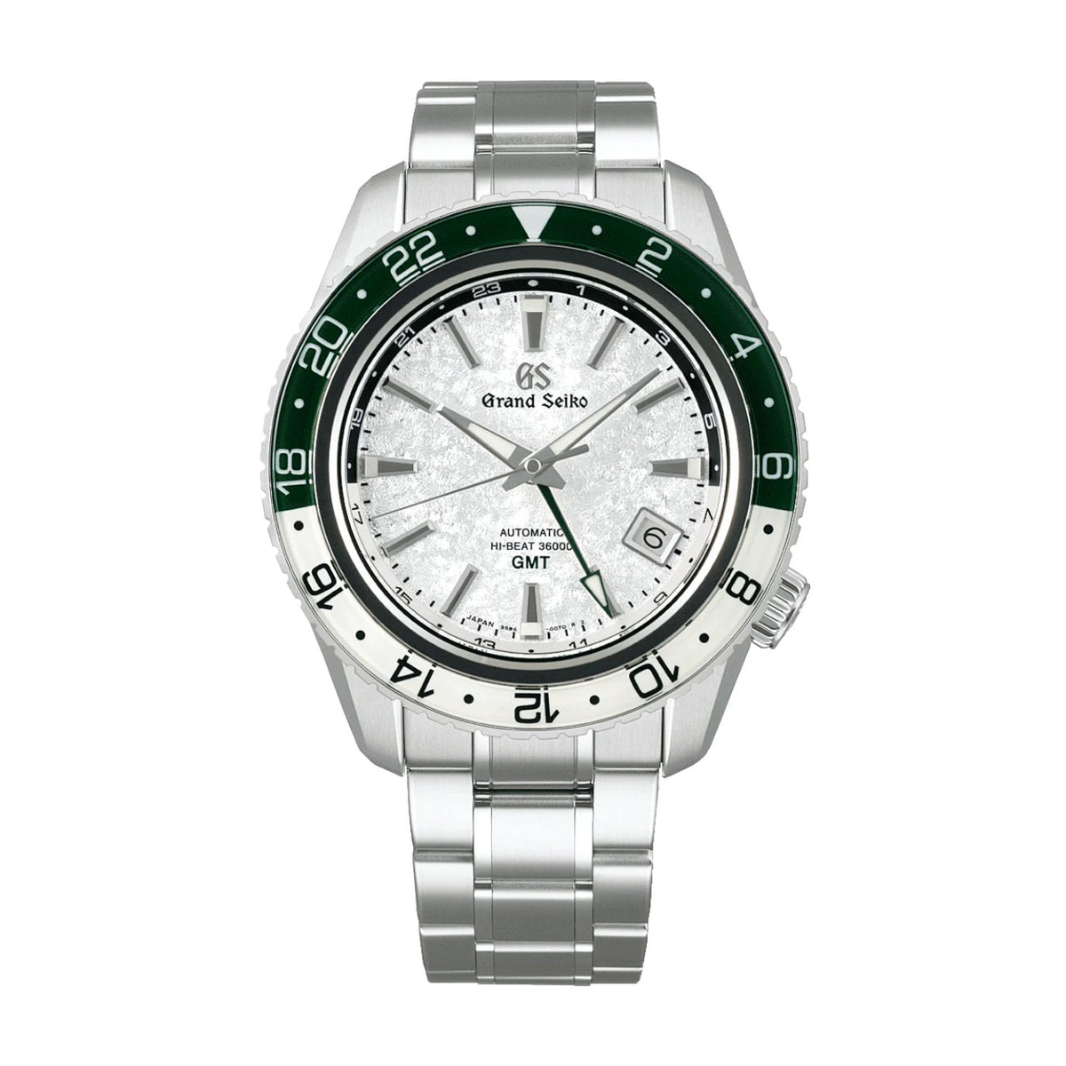 Grand Seiko Sport Collection SBGJ277 in a 44.2mm stainless steel case with a silver textured dial on stainless steel bracelet, featuring a date display and automatic hi-beat with up to 55 hours power reserve.