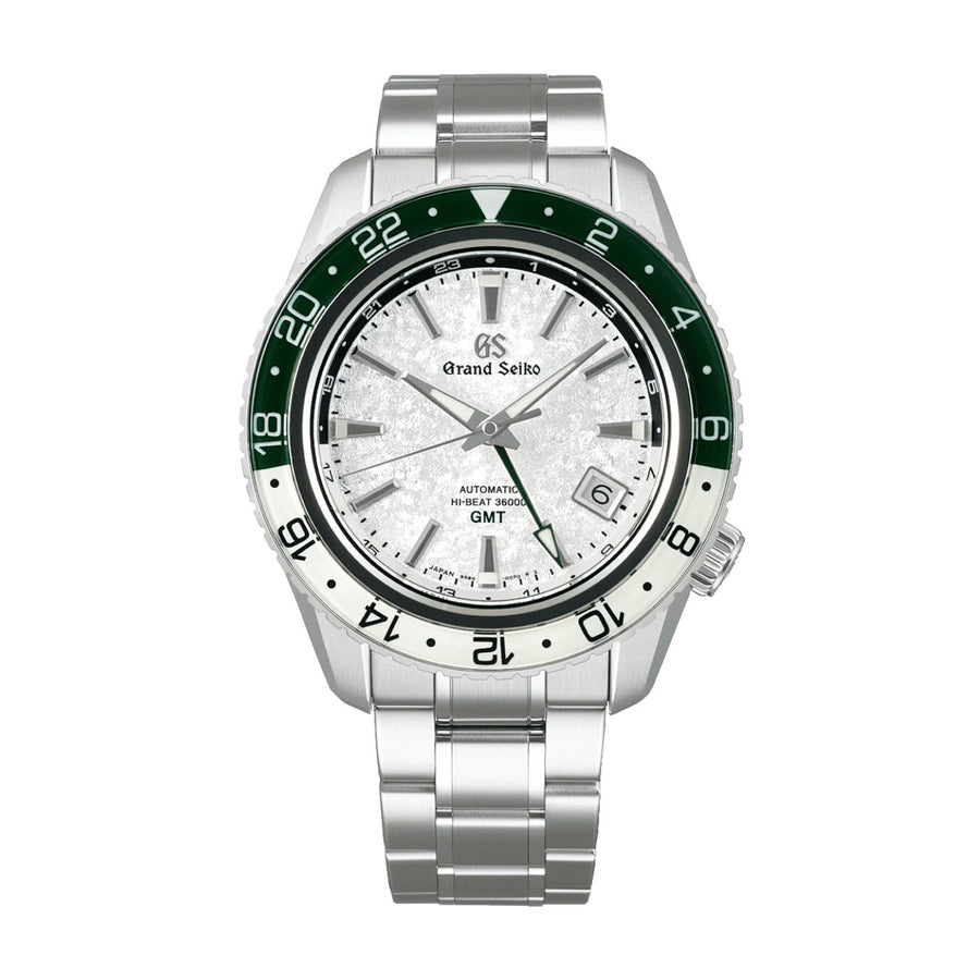 Grand Seiko Sport Collection SBGJ277 in a 44.2mm stainless steel case with a silver textured dial on stainless steel bracelet, featuring a date display and automatic hi-beat with up to 55 hours power reserve.