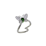 Green Garnet Diamond Butterfly Ring-Green Garnet Diamond Butterfly Ring - ORTIJ00273