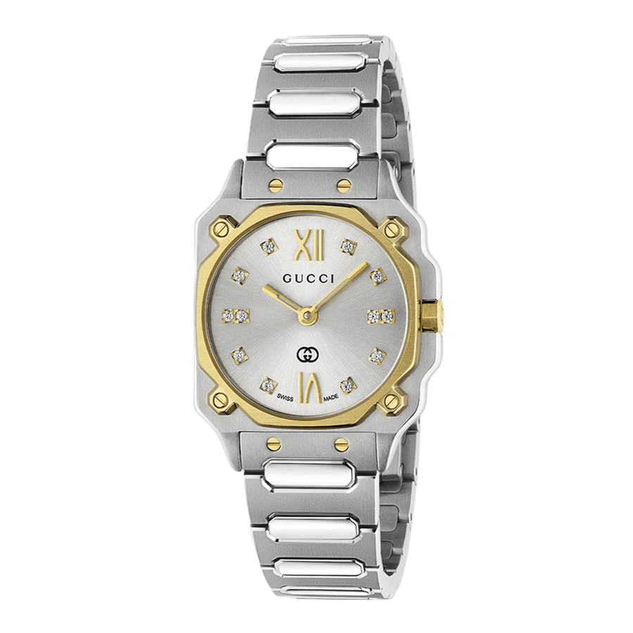 Gucci G-Flat Watch 24mm, Silver/Gold - YA166503