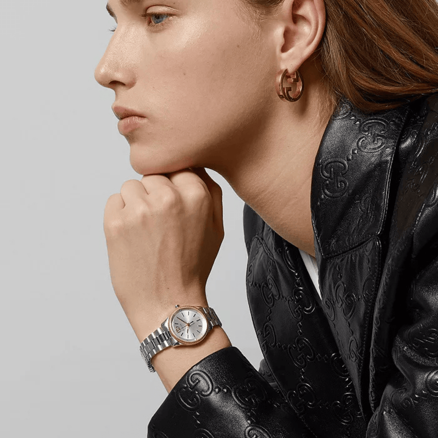 Gucci G-Timeless Watch 29mm, Silver/Gold - YA1265063