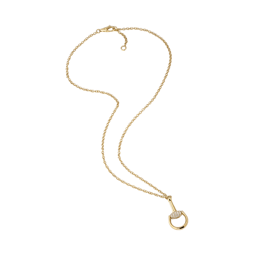 Gucci Horsebit Diamond 18K Pendant Necklace - YBB83232100200U