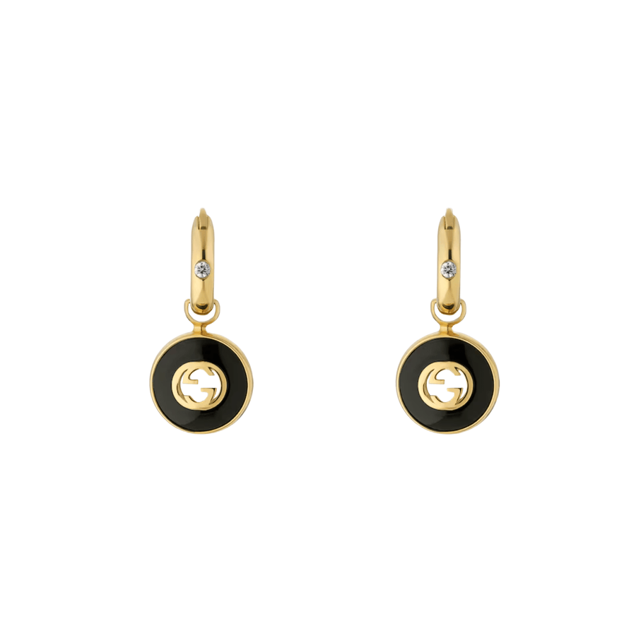 Gucci Interlocking 18k Hoop Earrings YBD78656300100U
