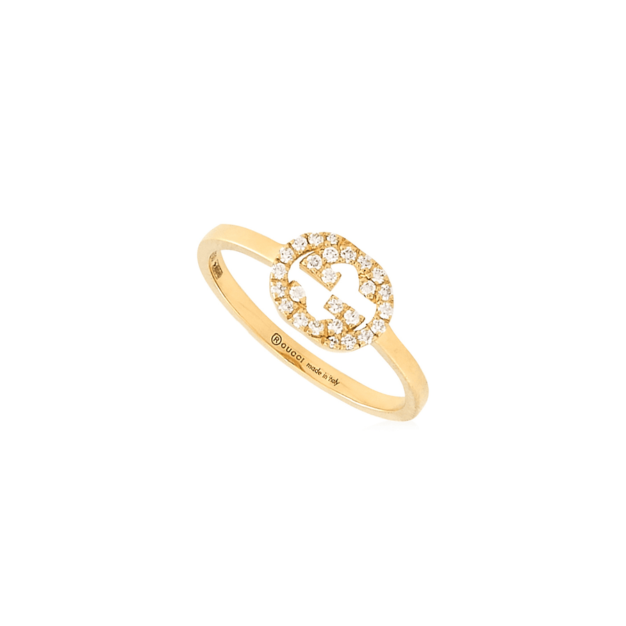 Gucci Interlocking G Yellow Gold Diamond Pavé Ring YBC729412002014