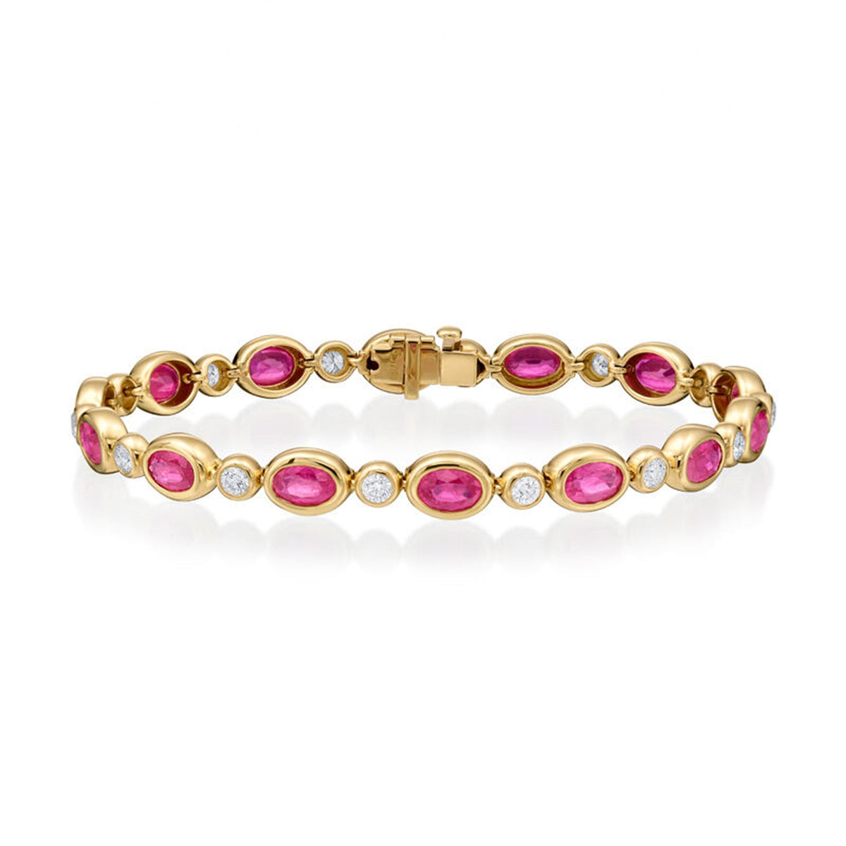 Gumuchian Oval Cut Ruby Diamond Line Bracelet