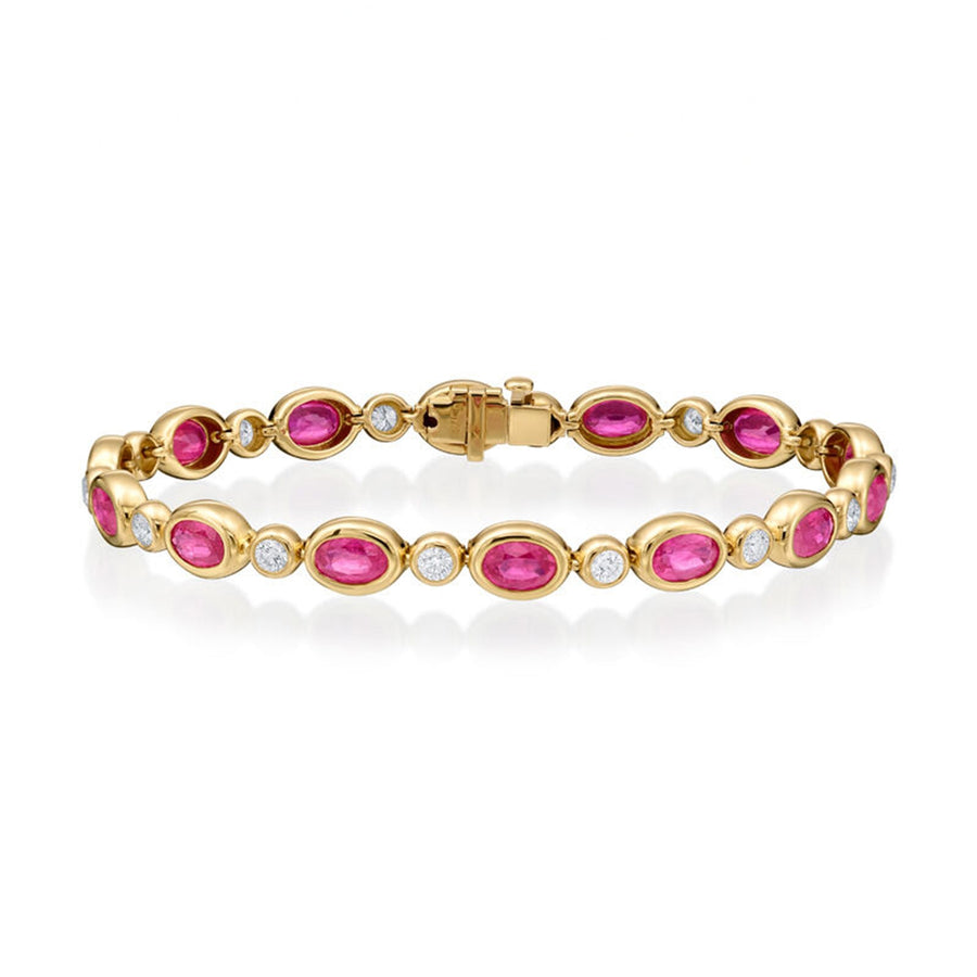 Gumuchian Oval Cut Ruby Diamond Line Bracelet