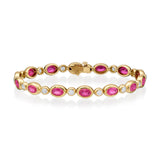 Gumuchian Oval Cut Ruby Diamond Line Bracelet-Gumuchian Oval Cut Ruby Diamond Line Bracelet
