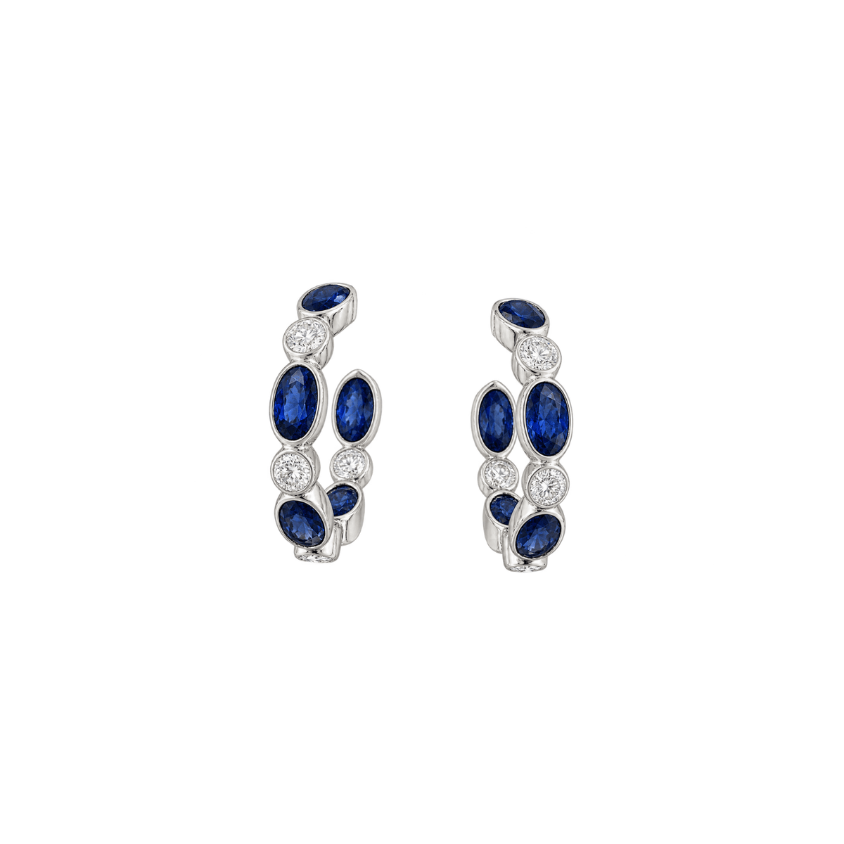 Gumuchian Oval Cut Sapphire Diamond Hoop Earrings - SEGUM00240