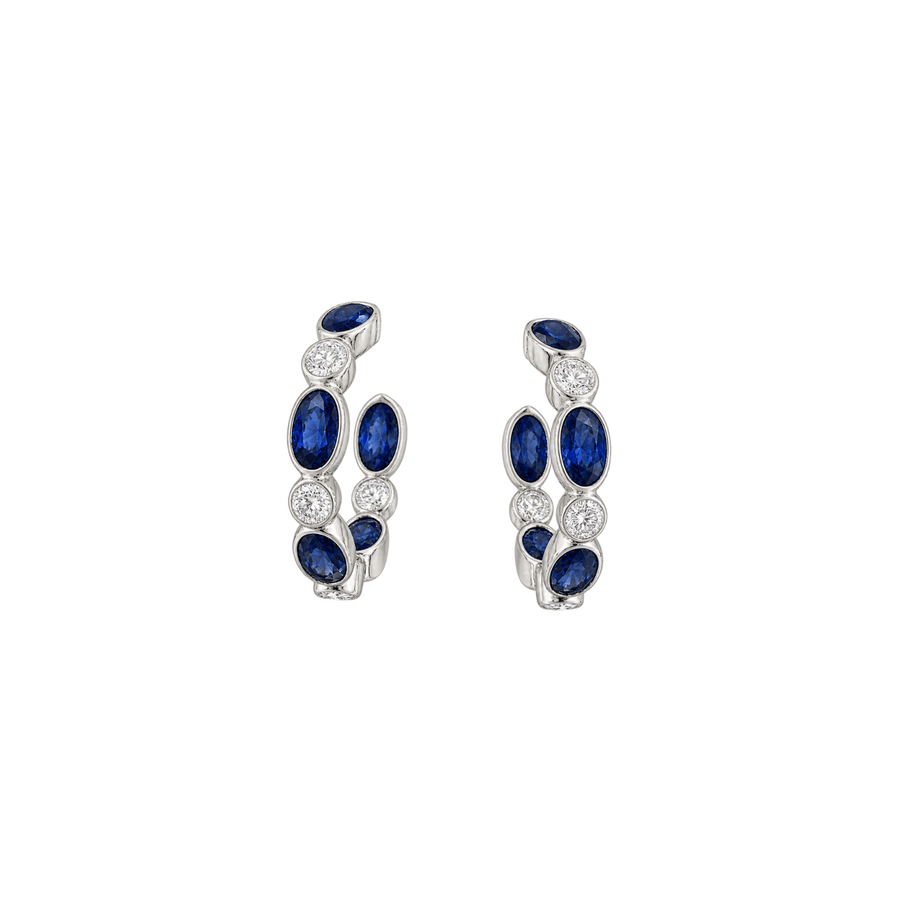 Gumuchian Oval Cut Sapphire Diamond Hoop Earrings - SEGUM00240