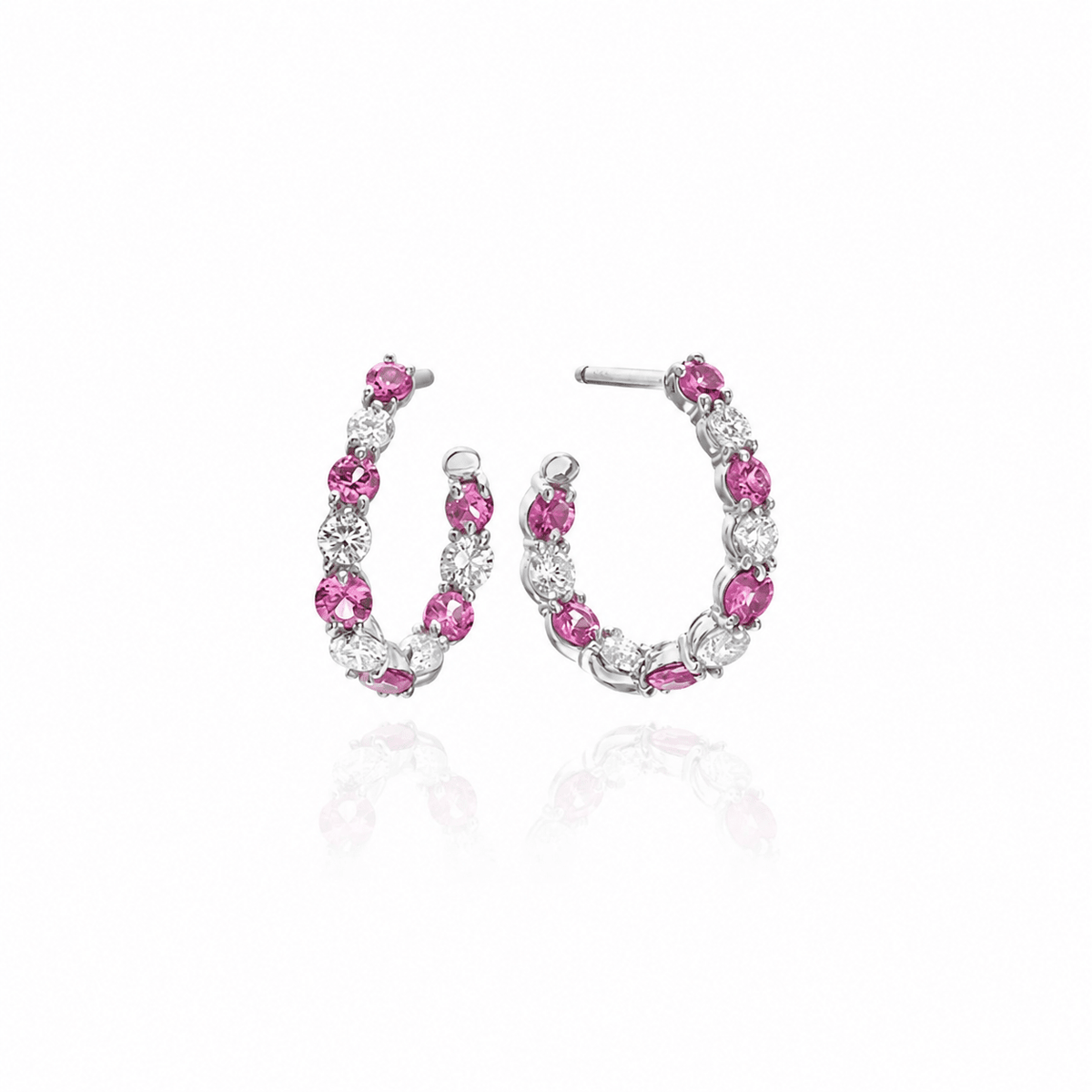 Gumuchian Pink Sapphire Diamond Hoop Earrings