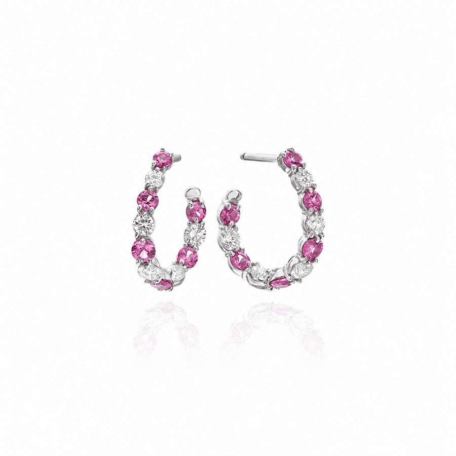 Gumuchian Pink Sapphire Diamond Hoop Earrings