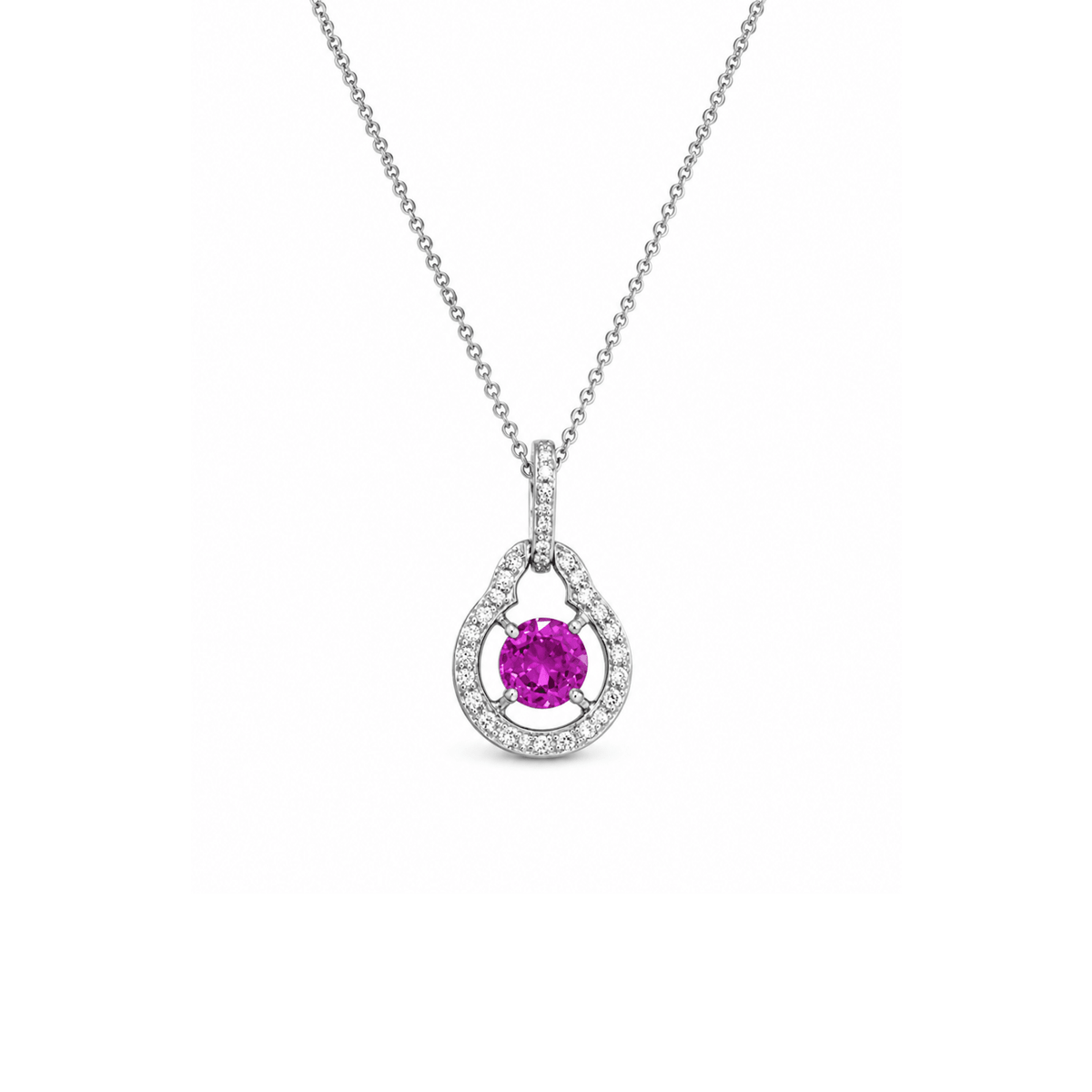 
Gumuchian Pink Sapphire Diamond Pendant and Chain