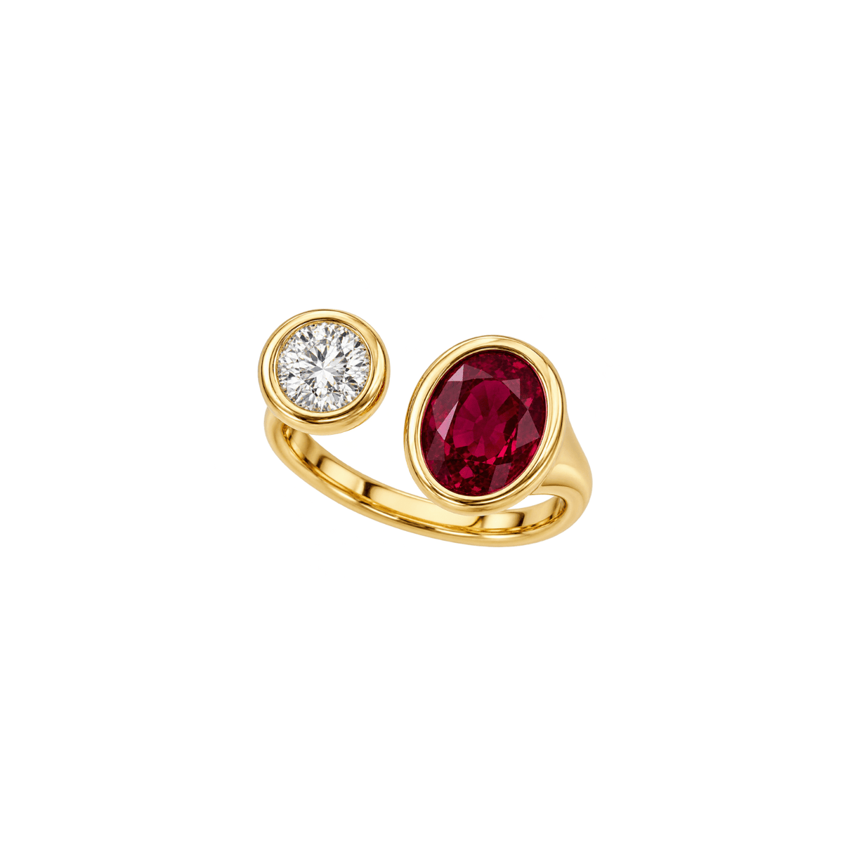 Gumuchian Spectrum Ruby Diamond Toi et Moi Yellow Gold Ring - CH Premier
