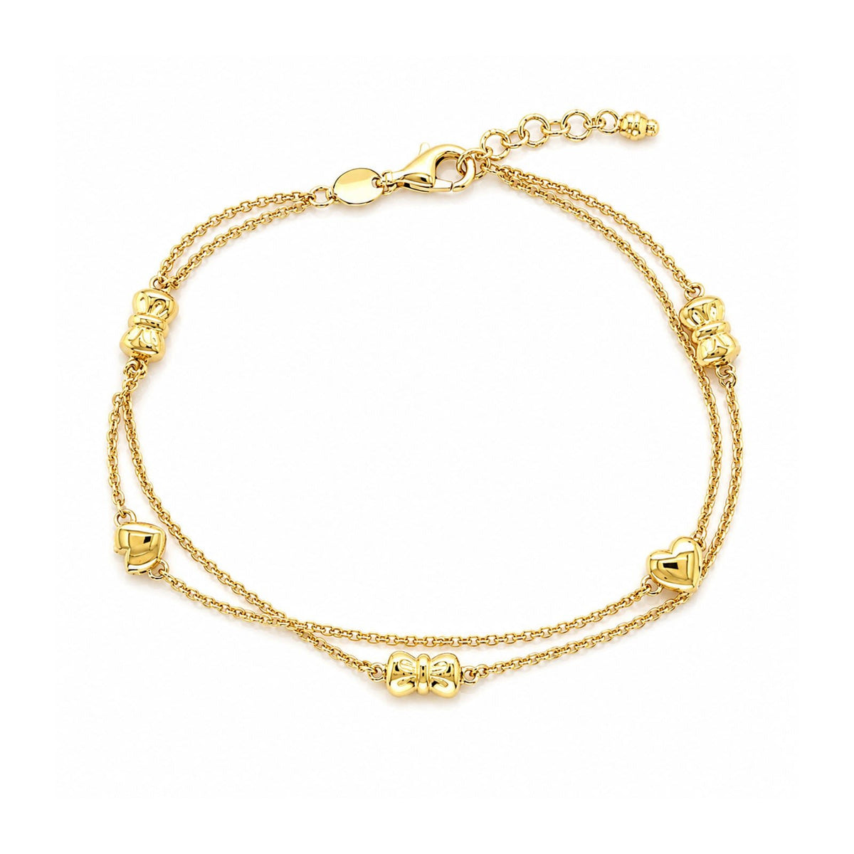 Heart and Ribbon Yellow Gold Bracelet