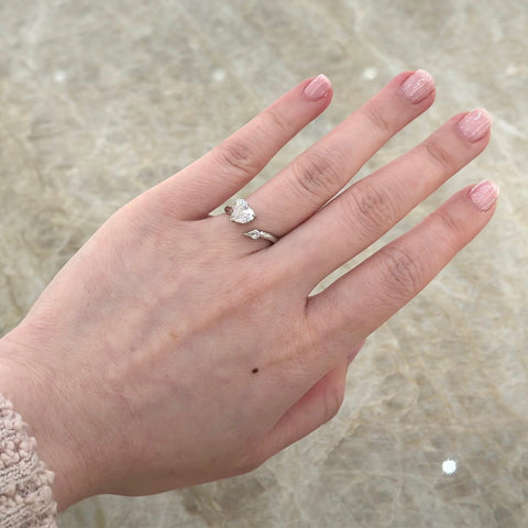 Heart Brilliant Cut Diamond Open Ring-Heart Brilliant Cut Diamond Open Ring - DRNKA04934