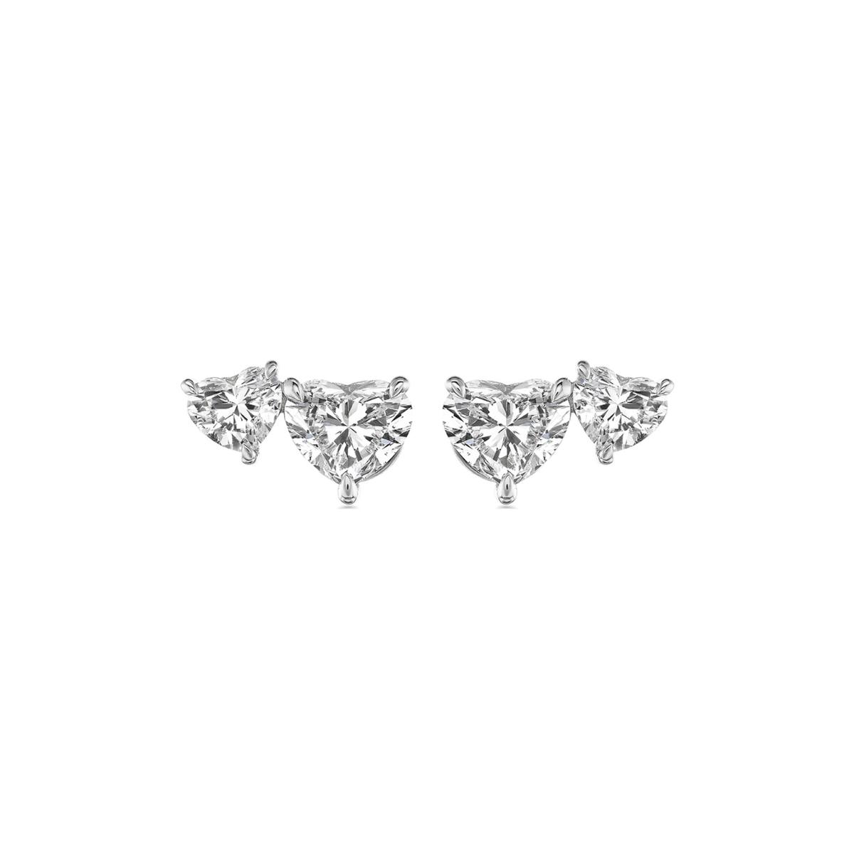 Heart - shaped Diamond Earring Studs - DENKA04612