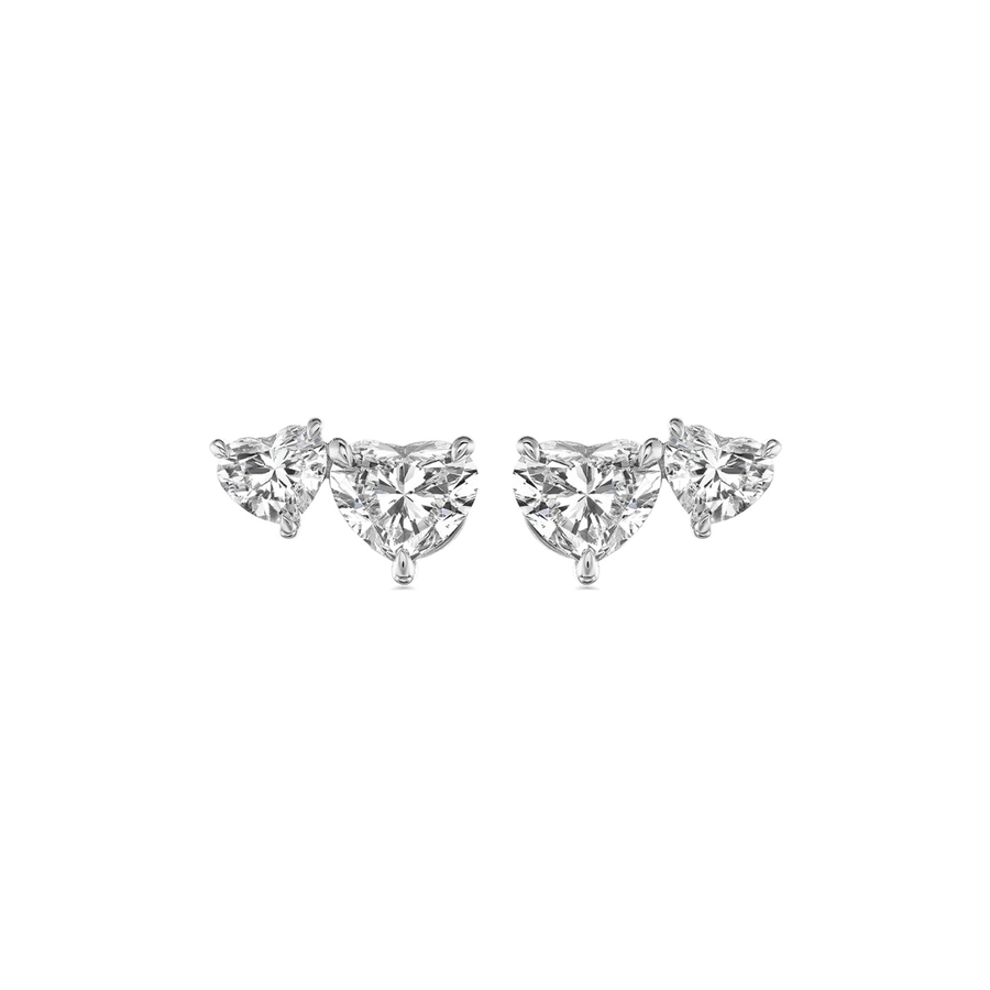 Heart - shaped Diamond Earring Studs - DENKA04612