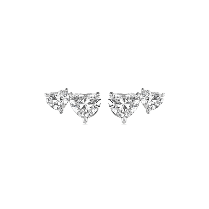 Heart-shaped Diamond Earring Studs-Heart - shaped Diamond Earring Studs - DENKA04612
