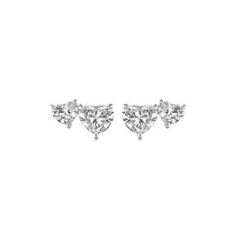 Heart-shaped Diamond Earring Studs-Heart - shaped Diamond Earring Studs - DENKA04612