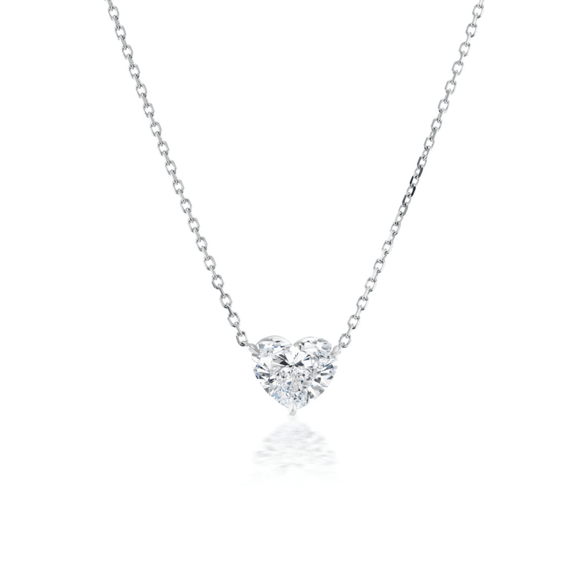 Heart-shaped Diamond Solitaire Necklace-Heart - shaped Diamond Solitaire Necklace - DNNKA00877