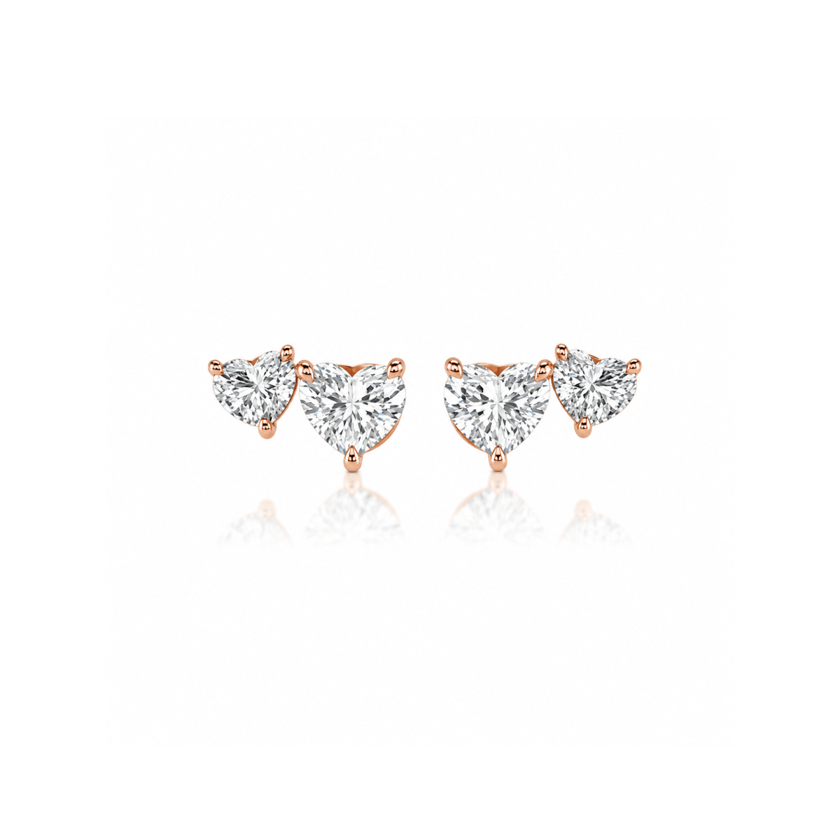 Heart-shaped Diamond Stud Earrings