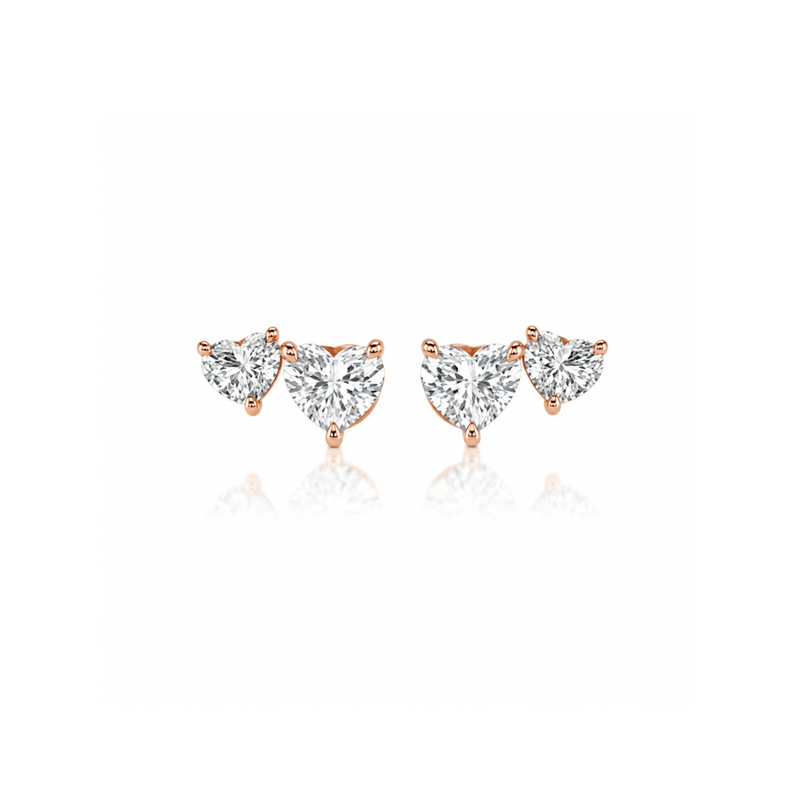 Heart-shaped Diamond Stud Earrings