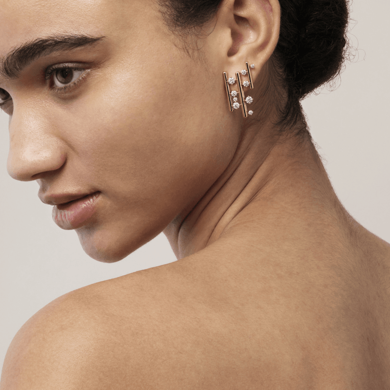 Hearts On Fire Barre Multi-Row Climber Earrings-Hearts On Fire Barre Multi-Row Climber Earrings UU2900