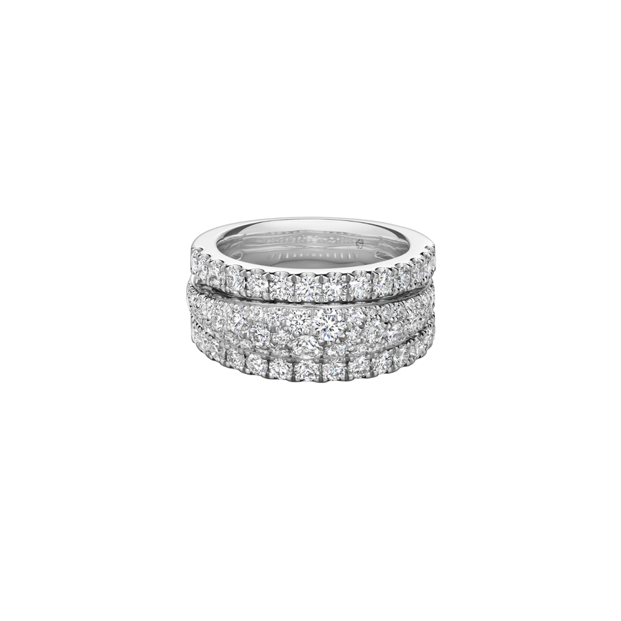 Hearts On Fire Grace Triple Row Small Dome Ring UU2450-W