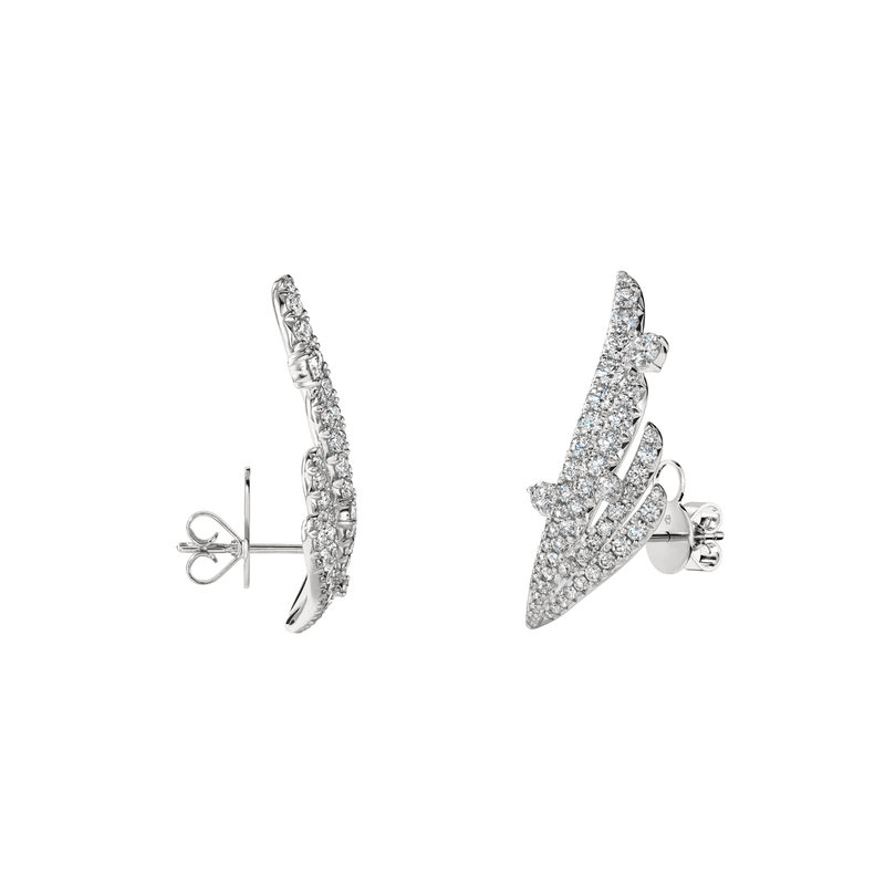 Hearts On Fire Vela French Cut Pavé Floating Diamond Climber Earrings-Hearts On Fire Vela French Cut Pavé Floating Diamond Climber Earrings UU2921-W