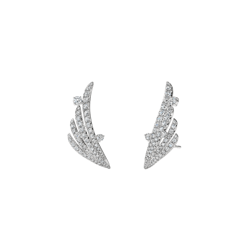 Hearts On Fire Vela French Cut Pavé Floating Diamond Climber Earrings-Hearts On Fire Vela French Cut Pavé Floating Diamond Climber Earrings UU2921-W