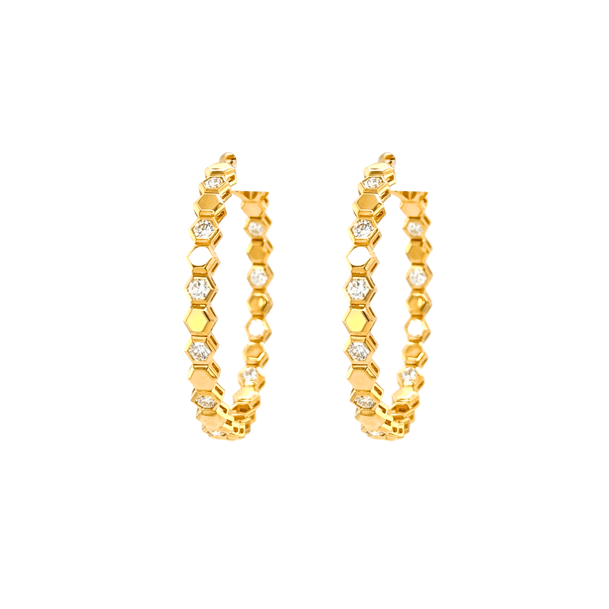 Honeycomb Diamond Hoop Earrings - DENKA04649