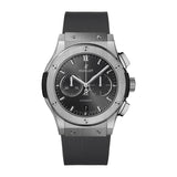 Hublot Classic Fusion Racing Grey Chronograph Titanium 42mm-Hublot Classic Fusion Racing Grey Chronograph Titanium in a 42mm titanium case with grey dial on rubber strap, featuring a chronograph function , date display and automatic movement with up to 42 hours of power reserve.