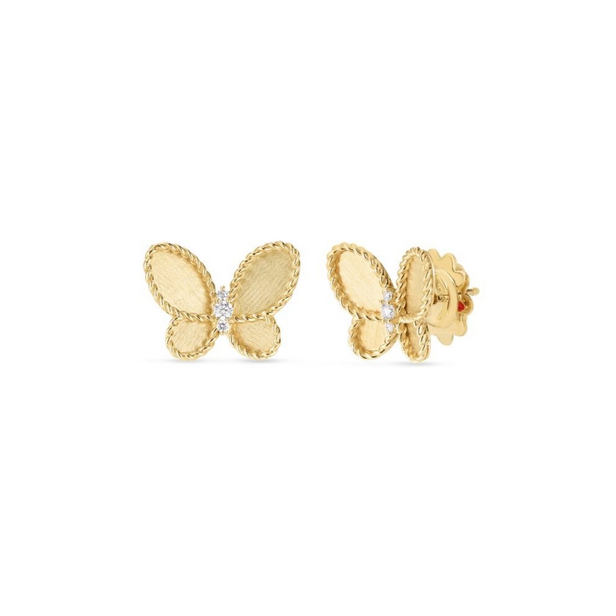 Roberto Coin Jasmine Diamond & Satin Finish Butterfly Stud Earrings - 7773723AJERX