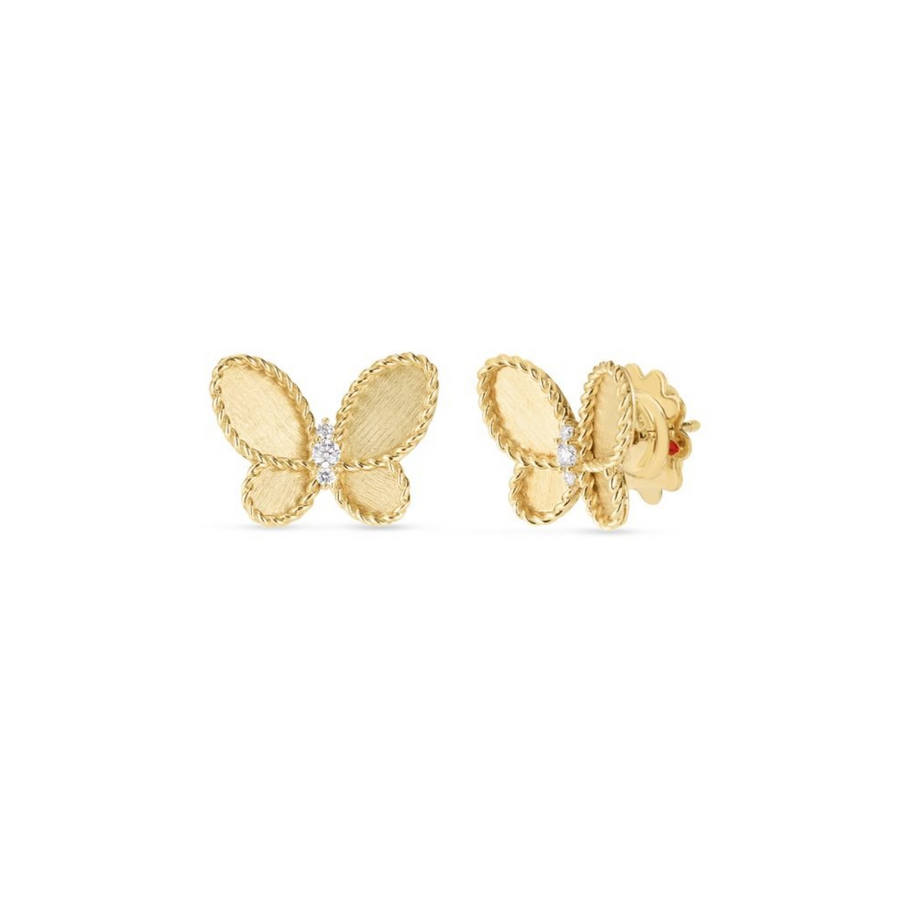 Roberto Coin Jasmine Diamond & Satin Finish Butterfly Stud Earrings - 7773723AJERX