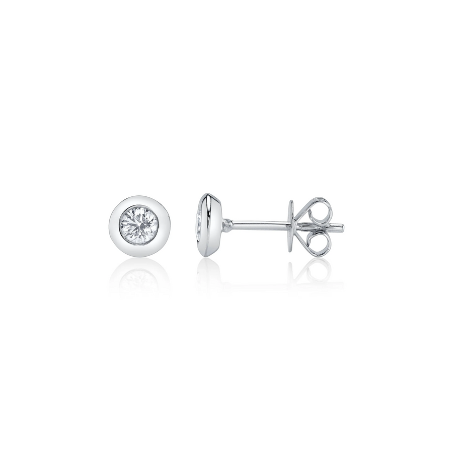 Shy Creation Diamond Bezel Stud Earrings 0.40 CT - SC55012546