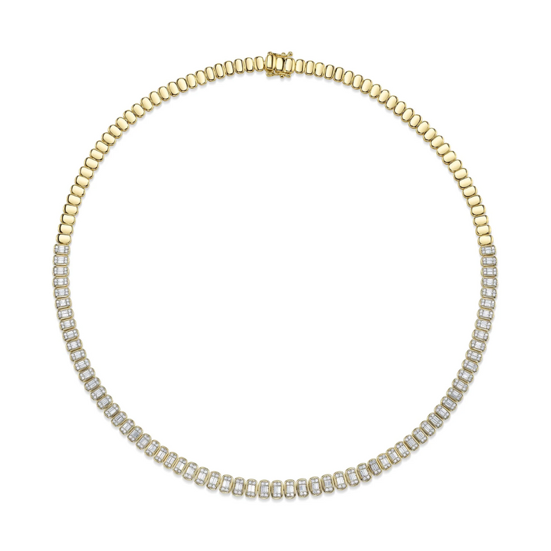 Shy Creation Diamond Baguette Necklace 3.07 CT-Shy Creation Diamond Baguette Necklace 3.07 CT - SC55028122RDZ17