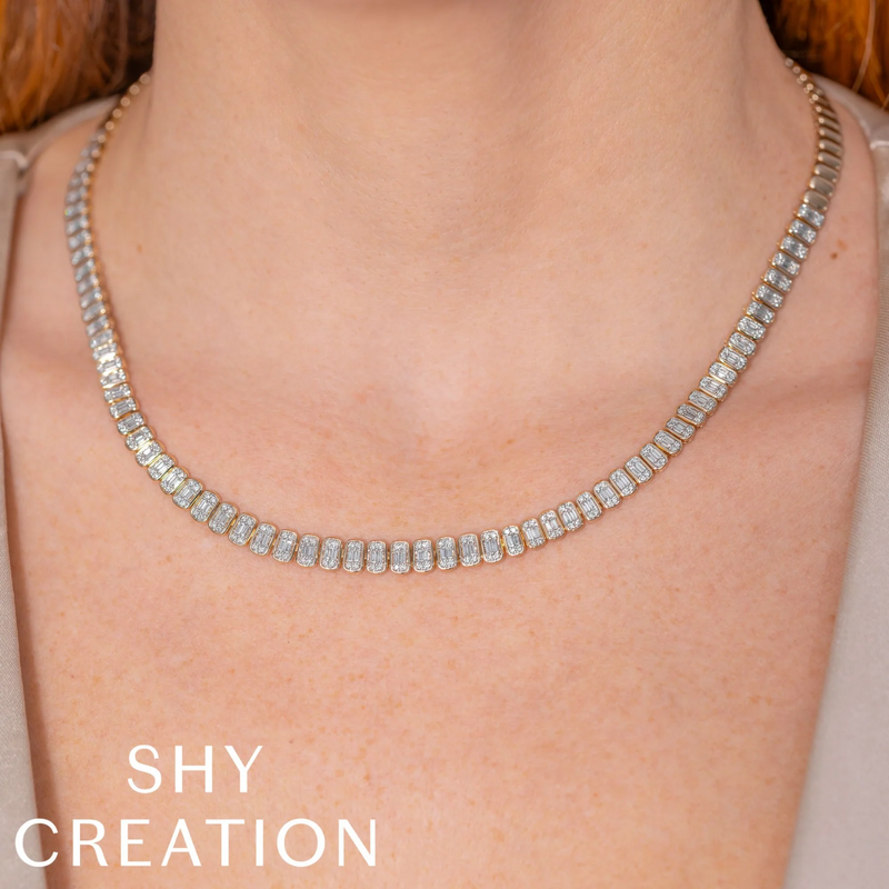 Shy Creation Diamond Baguette Necklace 3.07 CT-Shy Creation Diamond Baguette Necklace 3.07 CT - SC55028122RDZ17