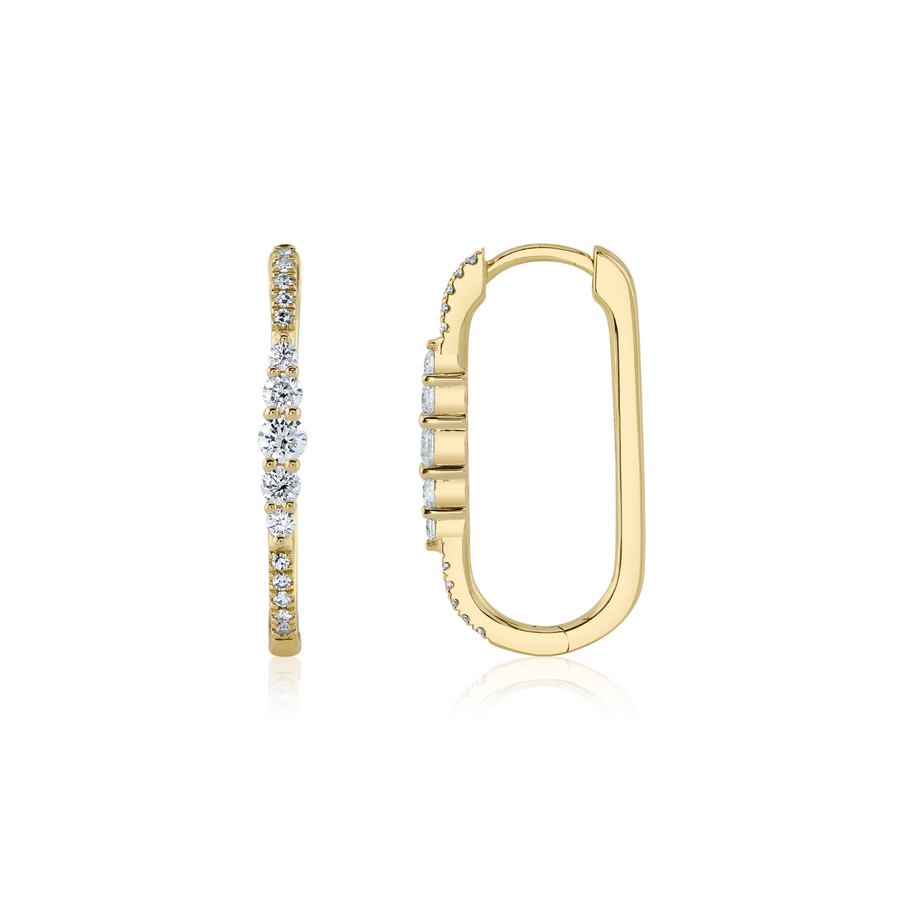 Shy Creation Diamond Oval Hoop Earrings 0.29 CT - SC55022231H0.80