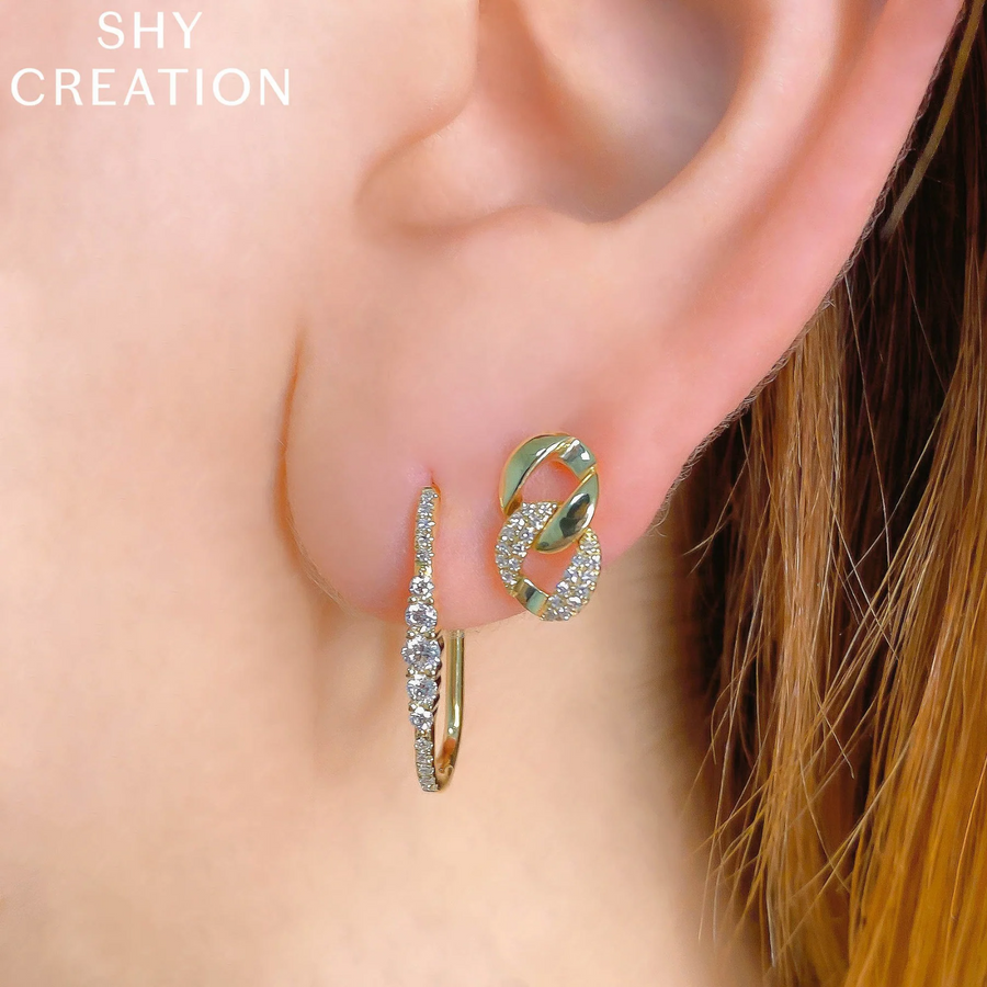 Shy Creation Diamond Oval Hoop Earrings 0.29 CT - SC55022231H0.80