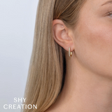 Shy Creation Diamond Oval Hoop Earrings 0.18 CT-Shy Creation Diamond Oval Hoop Earrings 0.18 CT - SC55023238H0.65