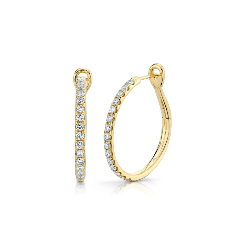 Shy Creation Diamond Hoop Earrings 0.74 CT-Shy Creation Diamond Hoop Earrings 0.74 CT