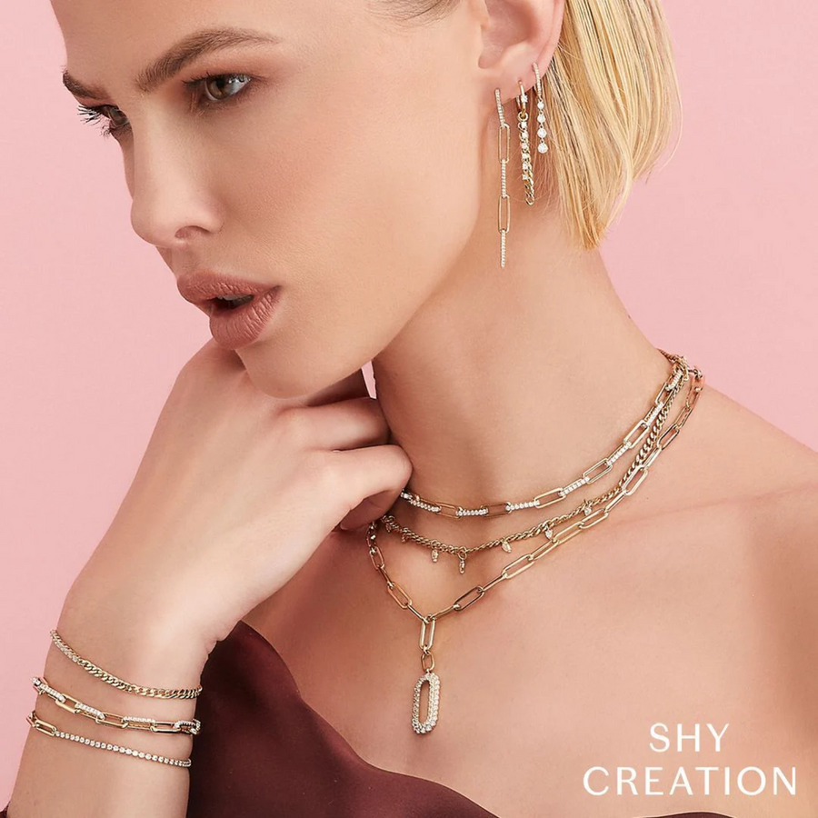 Shy Creation Diamond Paper Clip Link Bracelet 2.21 CT - SC55021382V2