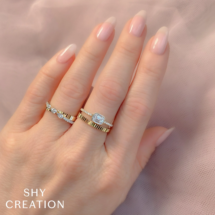 Shy Creation Diamond Baguette Ribbed Ring 0.25 CT - SC22009445