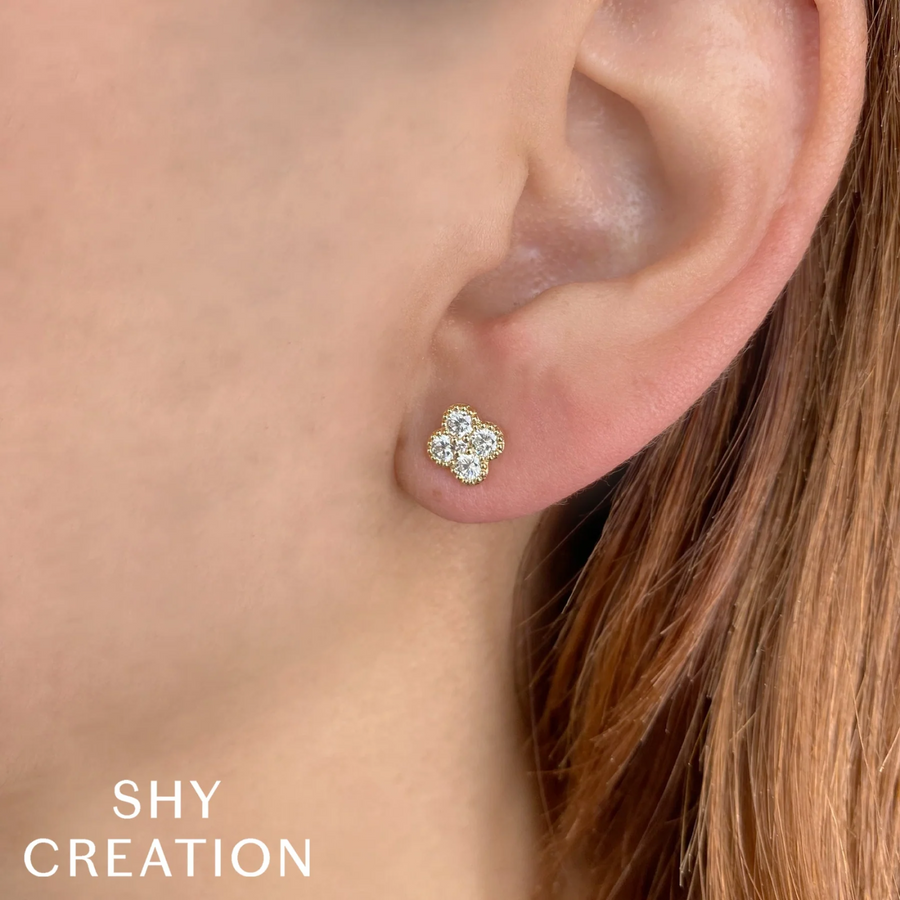Shy Creation Diamond Clover Stud Earrings 0.66 CT - SC55025665