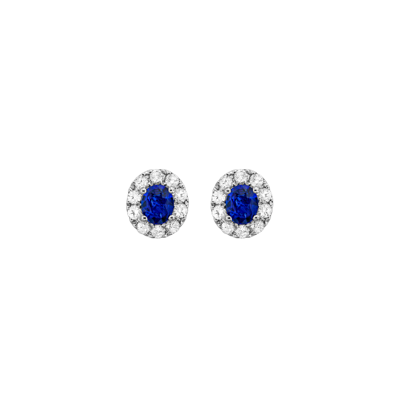 Sapphire Diamond Stud Earrings-Sapphire Diamond Stud Earrings