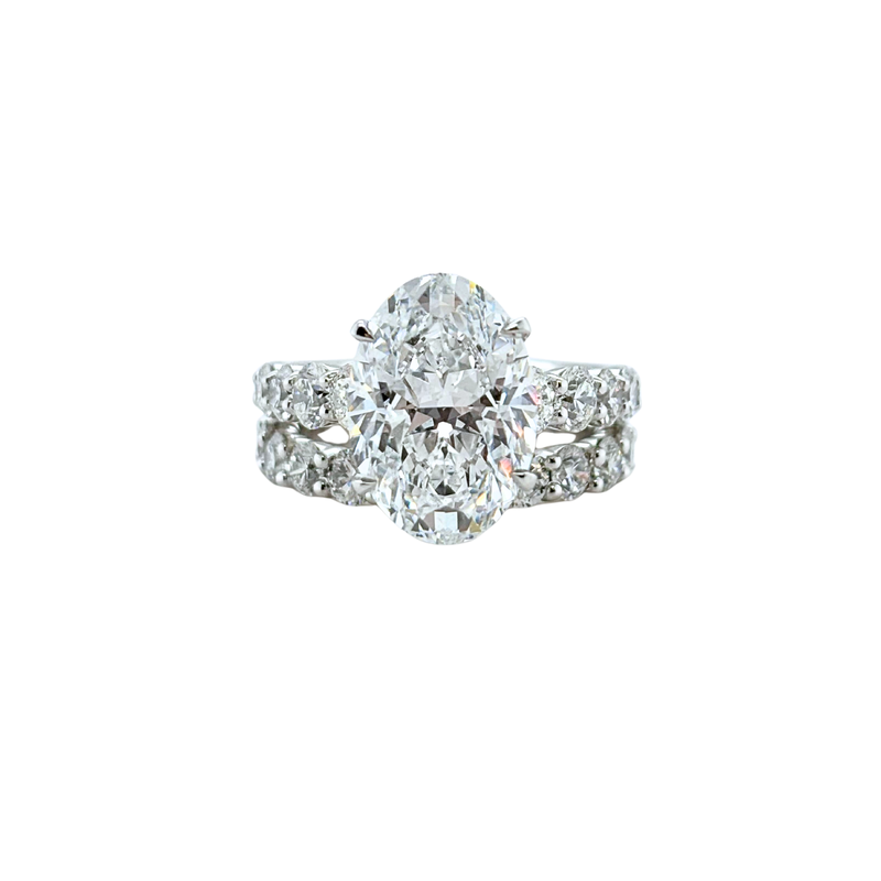 Platinum Oval-cut Engagement Ring and Band Set-Platinum Oval-cut Engagement Ring and Band Set