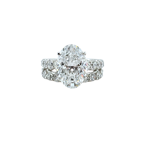 Platinum Oval-cut Engagement Ring and Band Set-Platinum Oval-cut Engagement Ring and Band Set