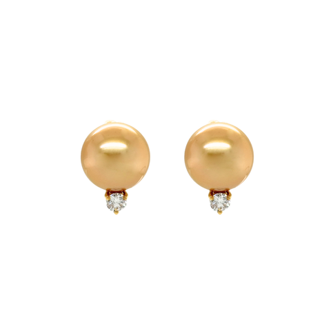 Mikimoto Golden South Sea Pearl Earrings-Mikimoto Golden South Sea Pearl Earrings PES1002GDK